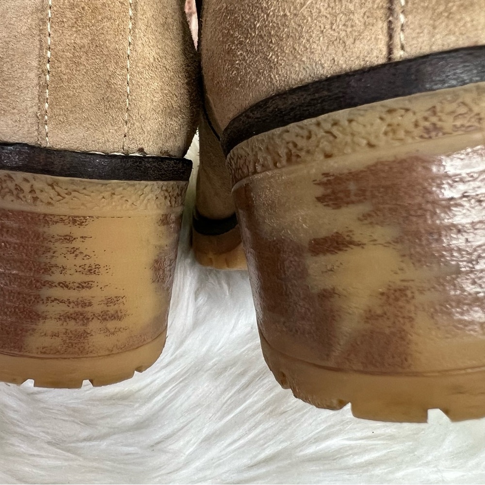AVELLINI Suede Beige Chelsea Block Heel Ankle Boots, 9 - Picture 8 of 11